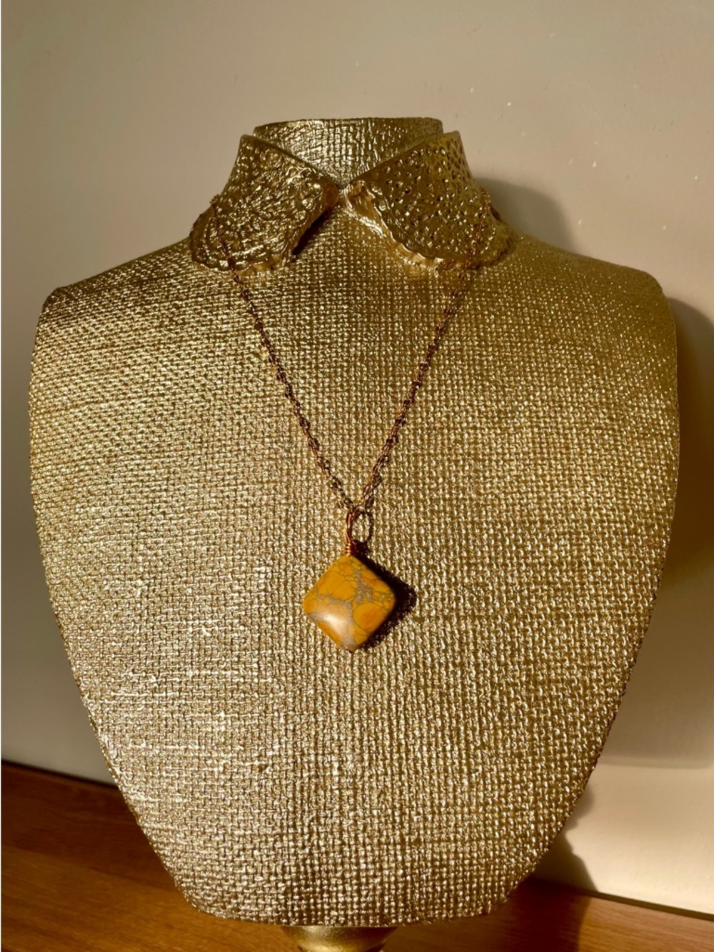 Handcrafted Yellow Jasper Stone Pendant Necklace - Women Jewelry